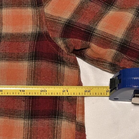Billabong Flannel Mens Medium Orange Plaid Coastline Core Fit Stretch Shirt Sz M - Picture 6 of 9